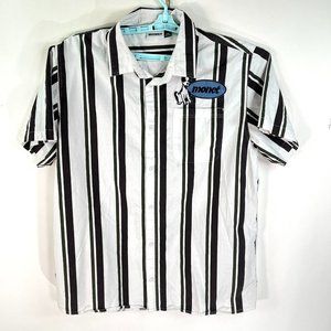 Monet Puppet White, Black Skateboard Short Sleeve Button Up Shirt Size XXL